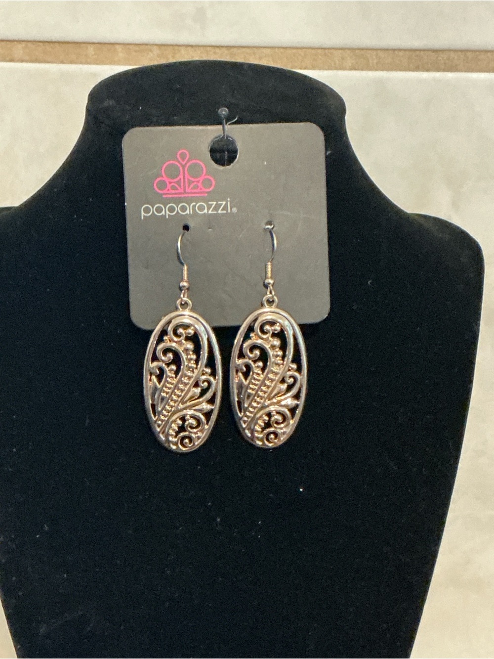 Paparazzi Antique Gold Filigree Oval Drop Earrings - Gold